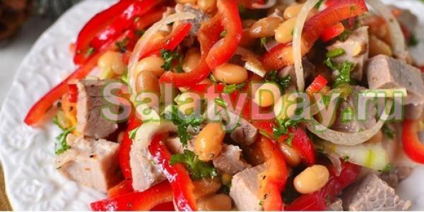 Салат тбилиси с красной фасолью и курицей